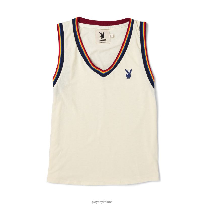 Playboy Women Striped V-Neck Tank Top HBFB158 Clothing Original