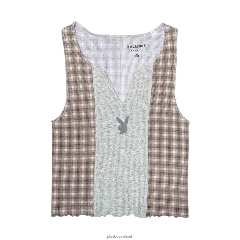 Playboy Women Varsity Tank Top HBFB1001 Clothing Flannel Grey