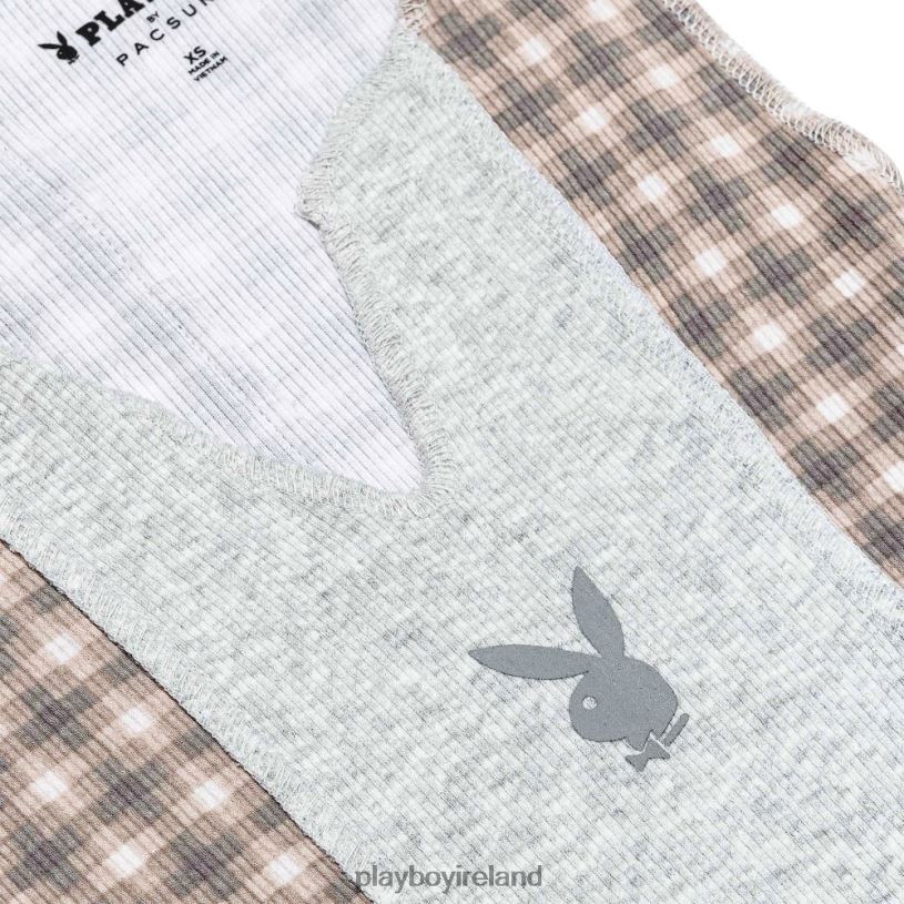 Playboy Women Varsity Tank Top HBFB1001 Clothing Flannel Grey