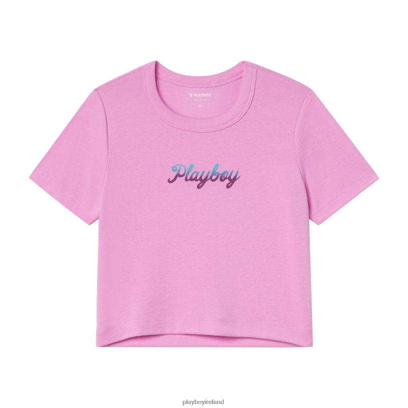 Playboy Women Winter Getaway Cropped T-Shirt HBFB1019 Clothing Pink