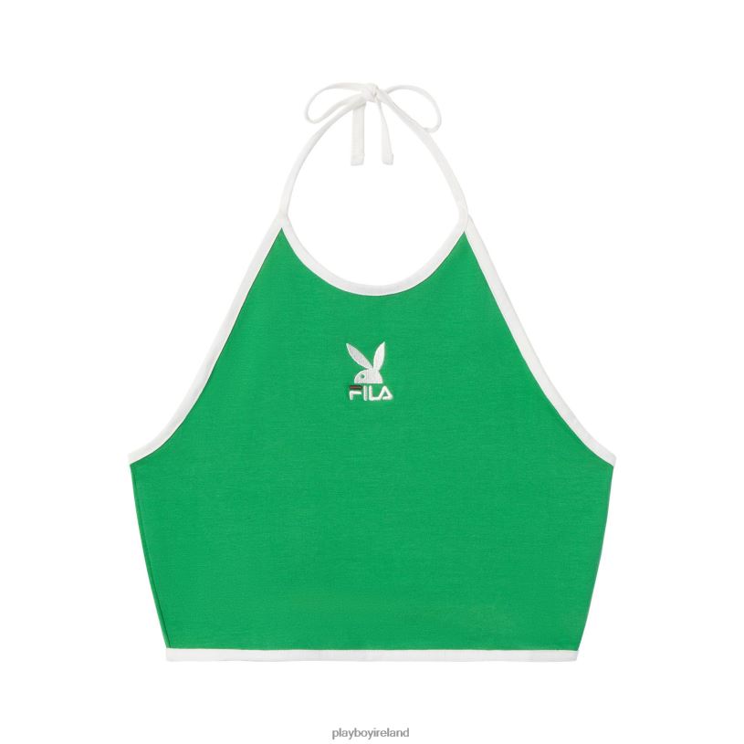 Playboy x FILA Women Sandra Halter Top HBFB952 Clothing Green