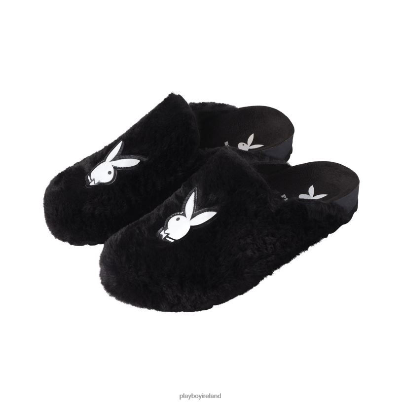 Playboy Women Fuzzy Slides HBFB1585 Footwear Black