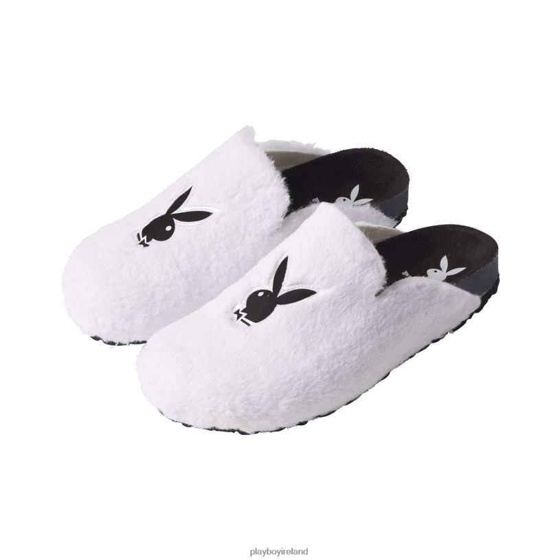 Playboy Women Fuzzy Slides HBFB1586 Footwear White