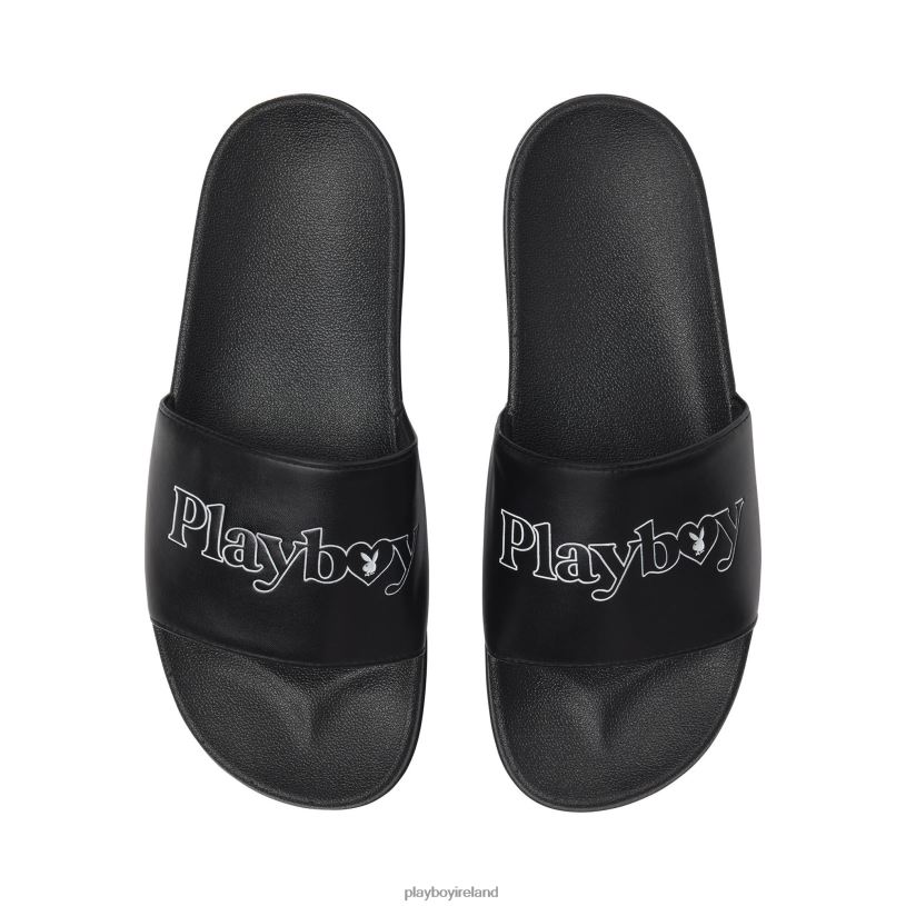 Playboy Women Masthead Heart Slides HBFB835 Footwear Black
