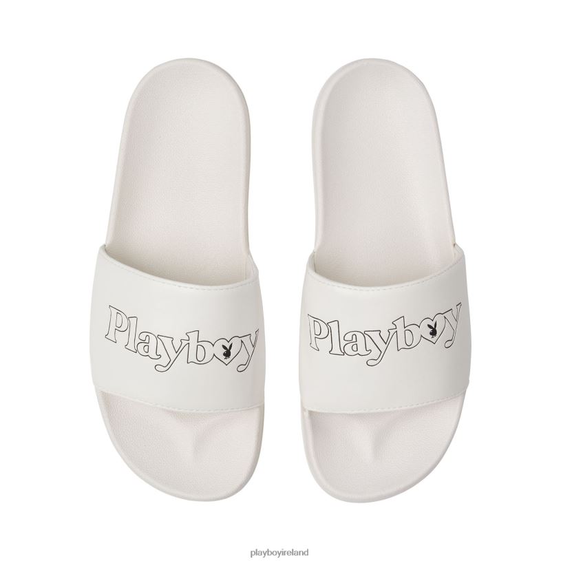Playboy Women Masthead Heart Slides HBFB836 Footwear White